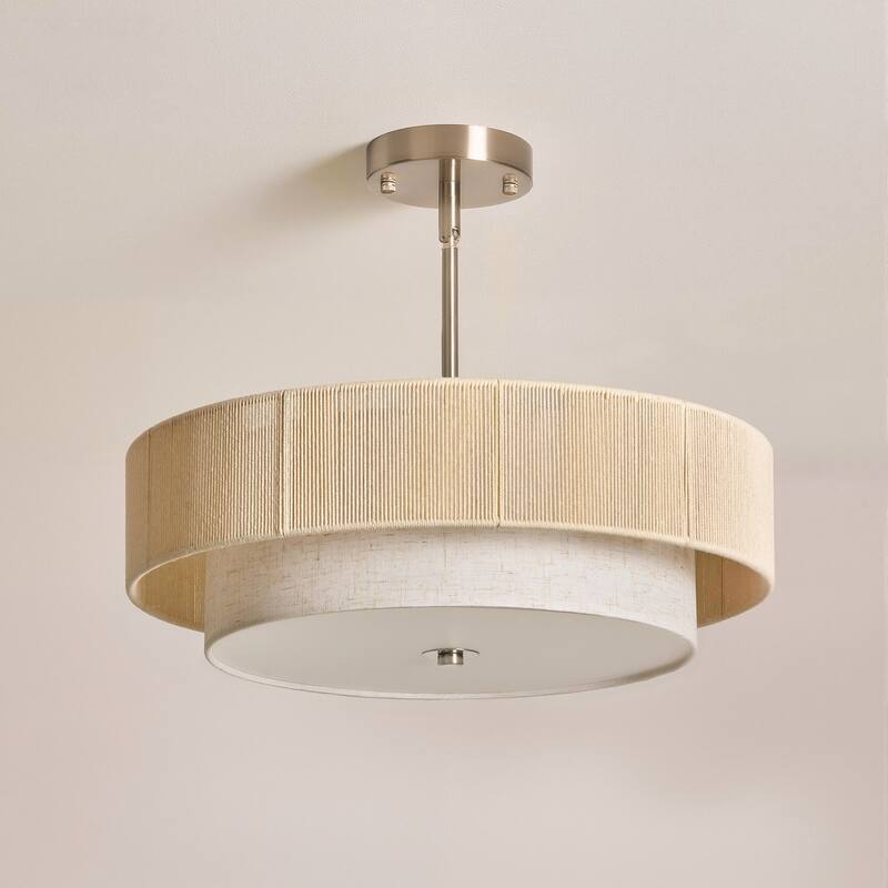 CO-Z 18 in 4-Light Dimmable Semi Flush Mount Fabric Ceiling Light Pendant - 18"