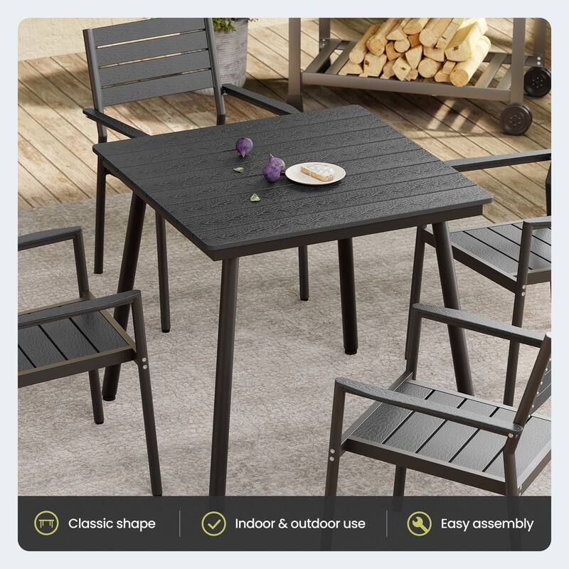 Outdoor Dining Furniture Rectangular Dining Table with Umbrella Hole