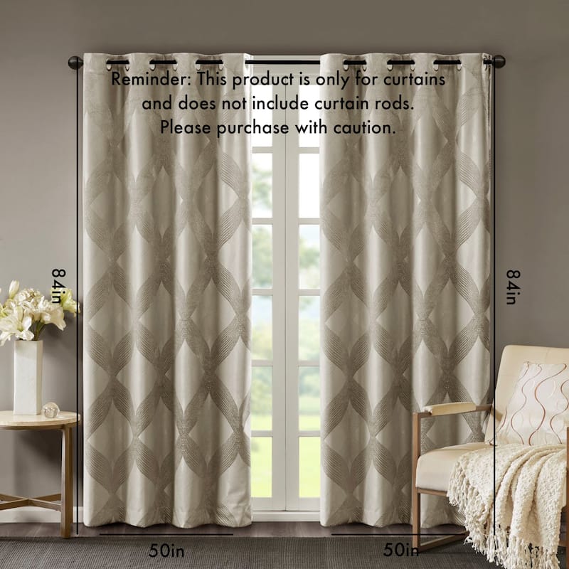 Ogee Knitted Jacquard Total Blackout Curtain Panel(Only 1 Pc Panel) - taupe - 84 Inches