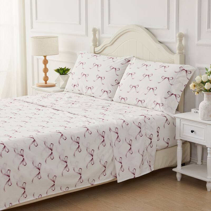 Gentle Ribbons Cotton Sheet Set Rose
