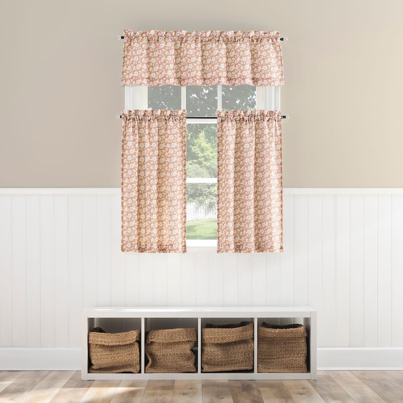 No. 918 Mistral Floral Semi-Sheer Rod Pocket 1-Piece Kitchen Curtain Valance
