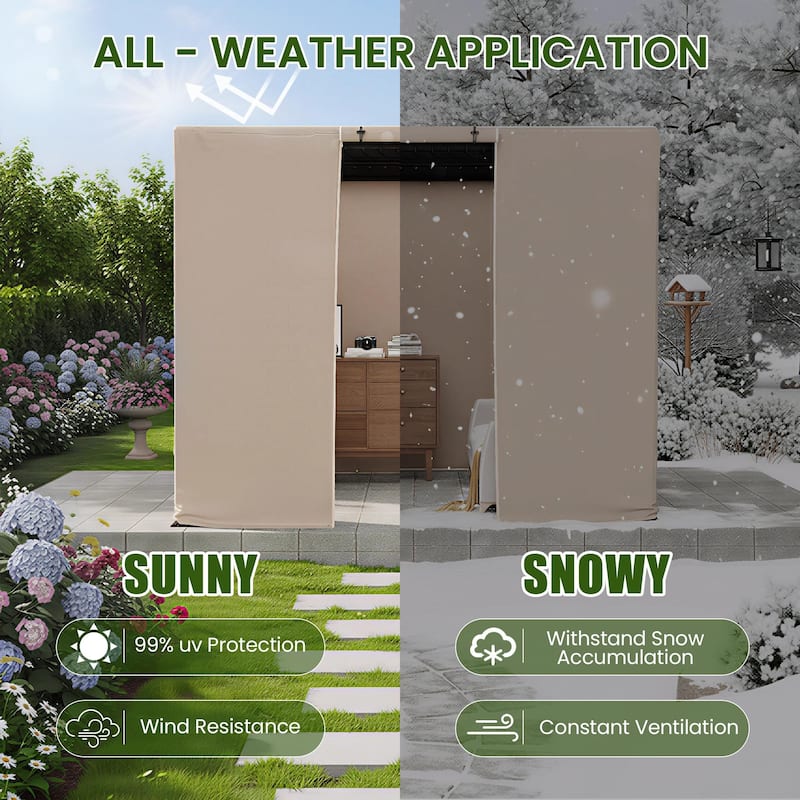 EROMMY Waterproof Pergola Winter Cover with Sidewalls, Mesh Windows and Roll-Up Door, All-Season Weather Enclosure