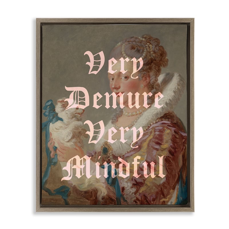 Stupell Demure & Mindful Classic Framed Floater Canvas Wall Art Design By Lil' Rue - 25 x 31 - Brown