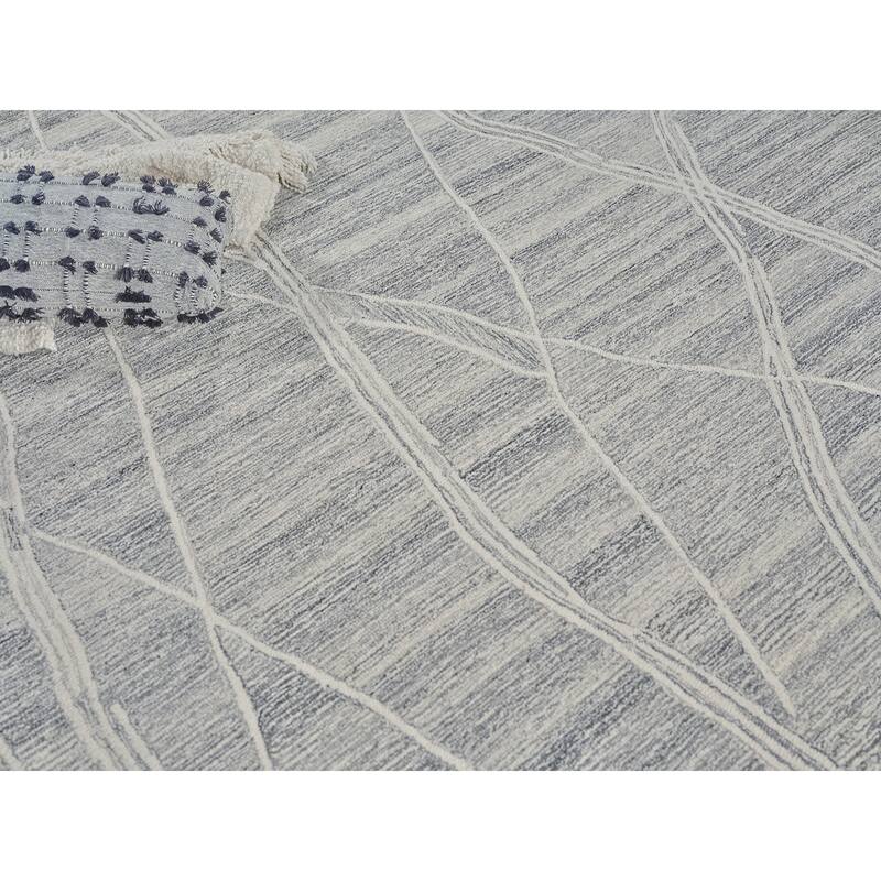 Exquisite Rugs Tangiers Handmade Hand-tufted New Zealand Wool on Canvas Gray/Ivory Area Rug