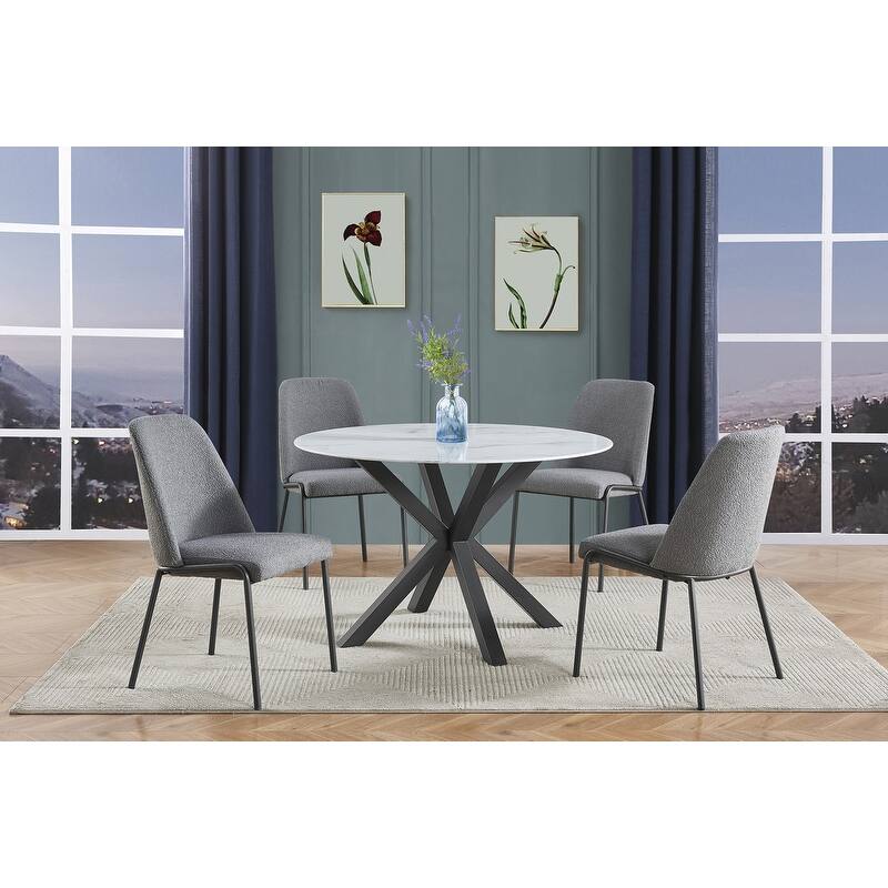 Best Quality Furniture 5pc Glass Top Dining Set with Gray Painted