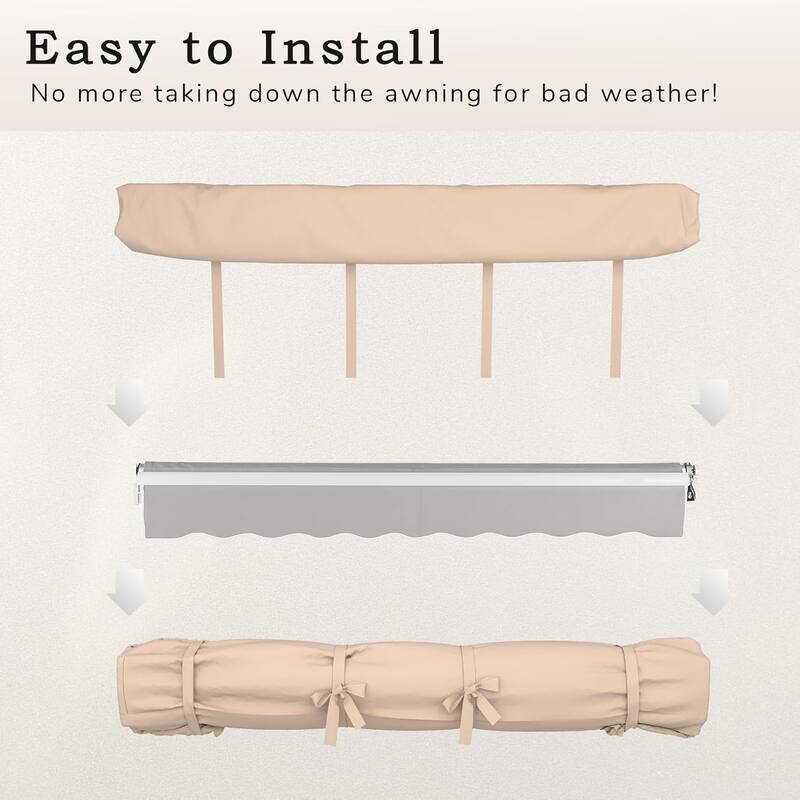 AECOJOY Manual Retractable Patio Awning Outdoor Sunshade Shelter (Cover Only)