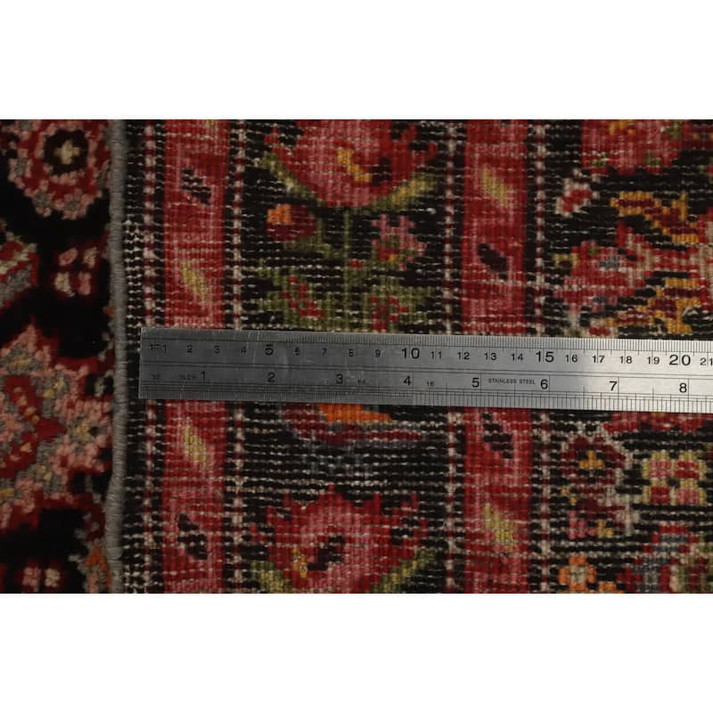 Hand Knotted Oriental 100% Wool Carpet Traditional Geometric Black Karabagh Runner Rug - 16' 3'' X 3' 7''
