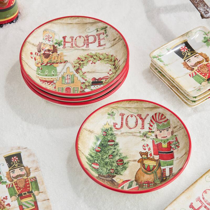 Certifed International Nutcracker Parade Set of 4 Soup/Cereal Bowls 9" x 2" 4 Assorted Designs - 9 L x 9 W x 2 H