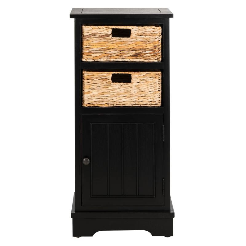 SAFAVIEH Golda Distressed Black Storage Cabinet - 15.9" x 11.8" x 35" - 16Wx12Dx35H - Distressed  Black