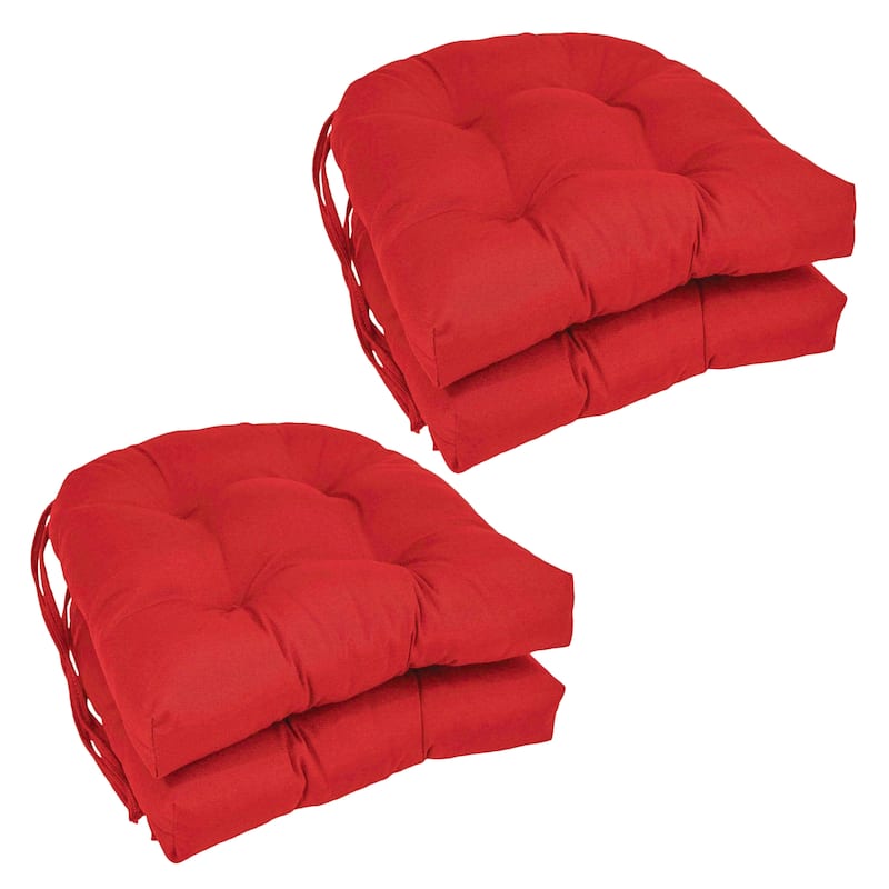 16-inch U-Shaped Indoor Twill Chair Cushions (Set of 2, 4, or 6) - 16" x 16" - Set of 4 - Red
