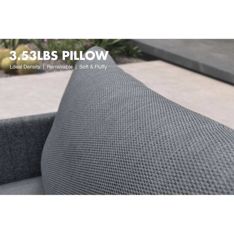 PURPLE LEAF Sanori U-Shaped Patio Conversation Set with Grey Ottoman and Cushion Living Room Sectional Sofa