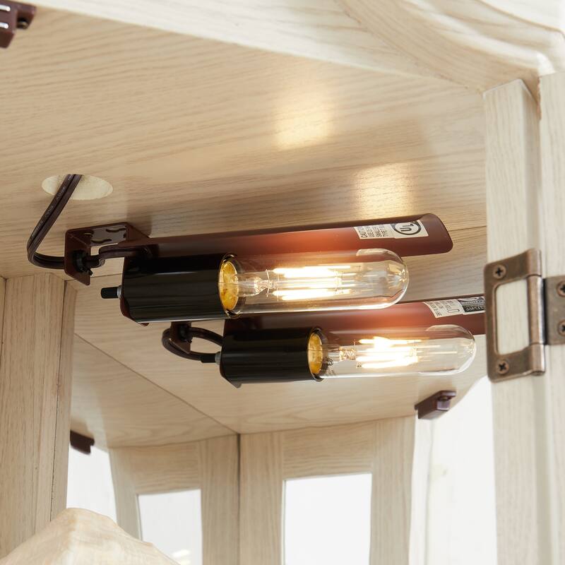 GDFStudio - Storage Corner Curio Cabinet with Lighted Glass Shelves