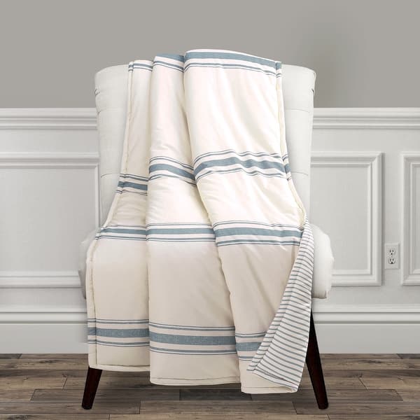 slide 2 of 19, Lush Decor Farmhouse Stripe Throw Blue