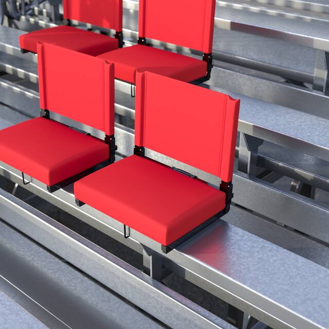 2 Pack 500 lb. Rated Lightweight Stadium Chair-Handle-Padded Seat - Red