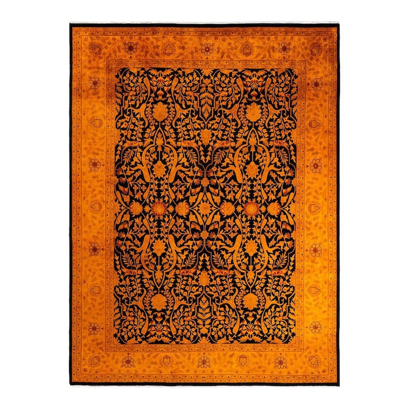 Overdyed, One-of-a-Kind Hand-Knotted Area Rug - Black - 9' 2" x 12' 3"
