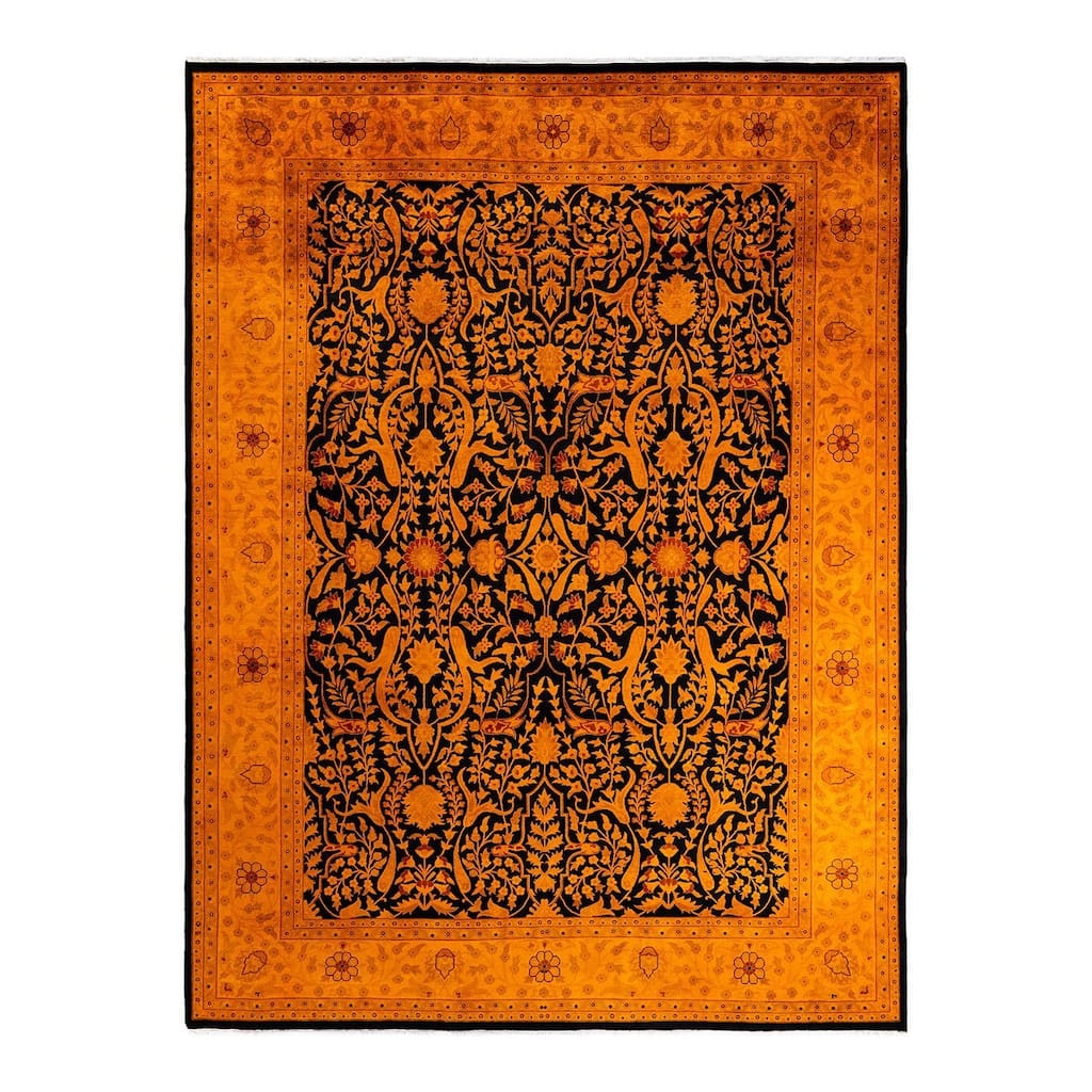 Overdyed, One-of-a-Kind Hand-Knotted Area Rug - Black - 9' 2" x 12' 3"