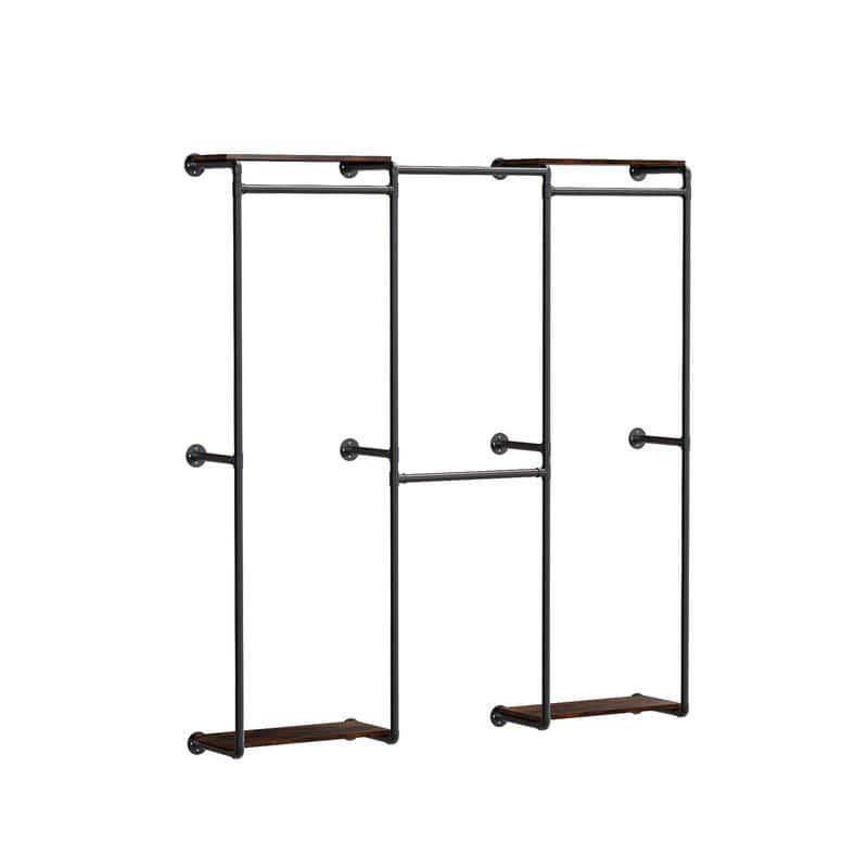 Industrial Pipe Clothes Rack Wall Mounted Clothing Rack Wardrobe Storage Clothes