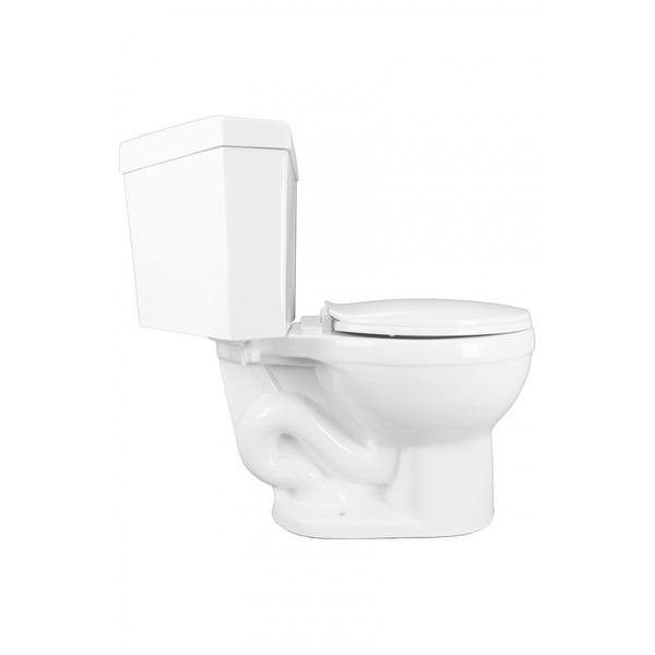 Troyt White Porcelain Compact Corner 2-Piece Toilet Round
