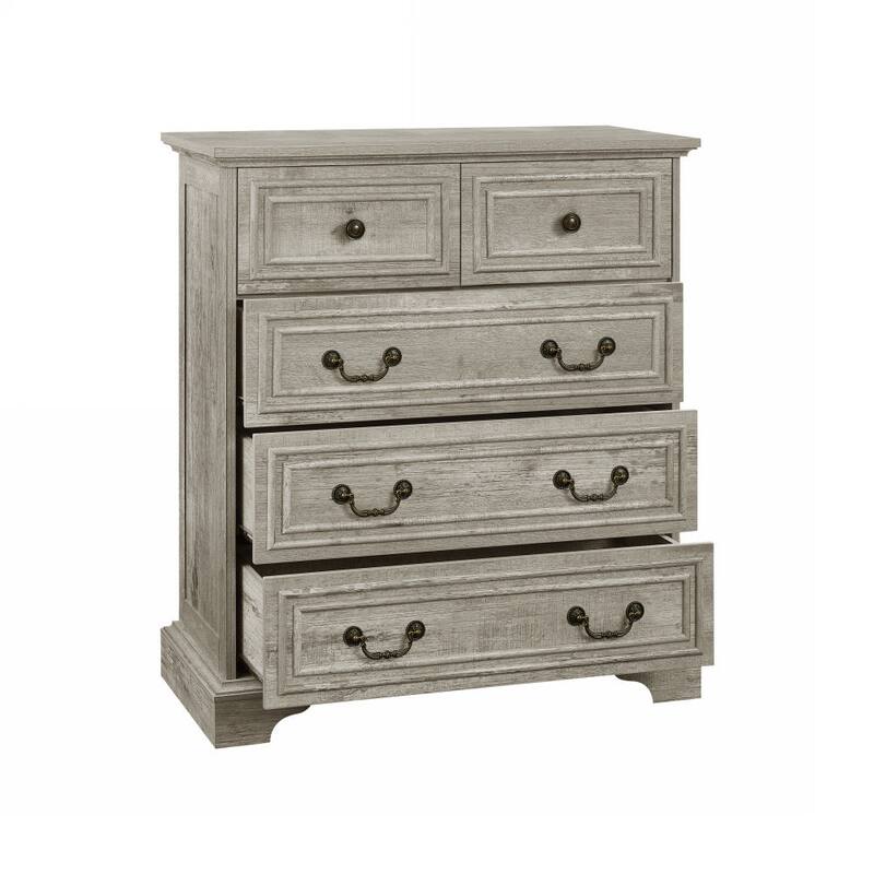 Bedroom Dresser with 5 Drawers, Rustic Chest of Drawers, Storage Dressers Organizer with Roman Column-style Handle