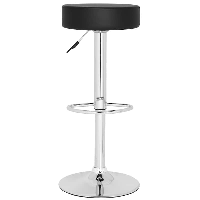 SAFAVIEH Jute Black Adjustable 26-32-inch Swivel Bar Stool - 15"W x 15"D x 32"H