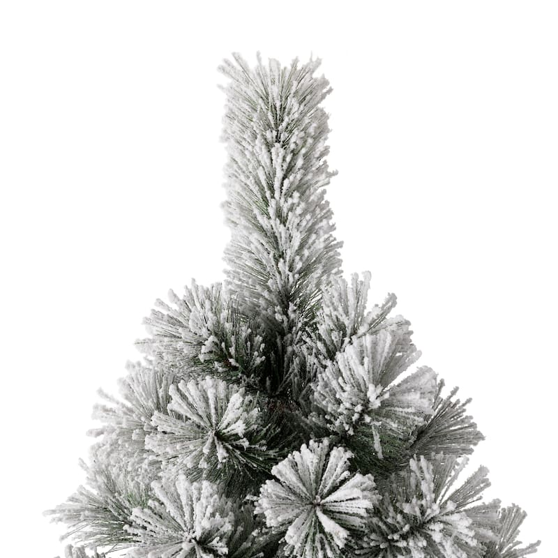 Glitzhome 6ft Pre-Lit Flocked Artificial Pine/Fir Christmas Tree 300 Warm White Lights