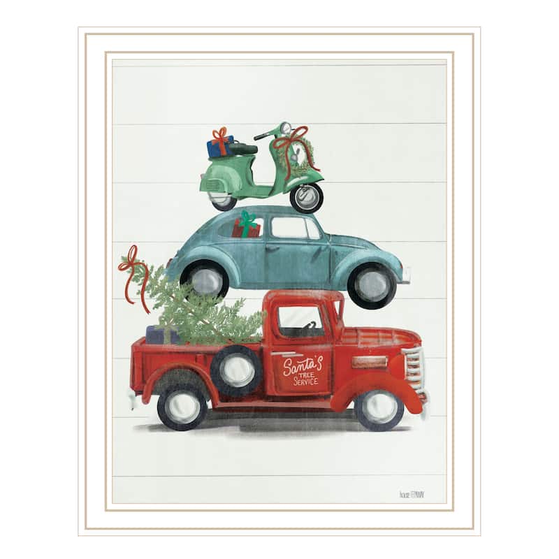 TrendyDecor4U Contemporary "Holiday Travels" Framed Print Wall Art - White
