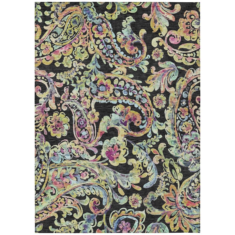 Machine Washable Indoor/ Outdoor Chantille Traditional Scroll Rug