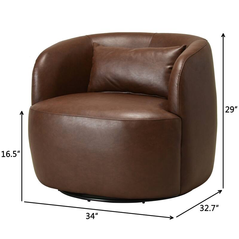 KINWELL 2-Piece Faux Leather Living Room Sets - 1 Swivel Accent Chair & 1 Ottoman Footrest