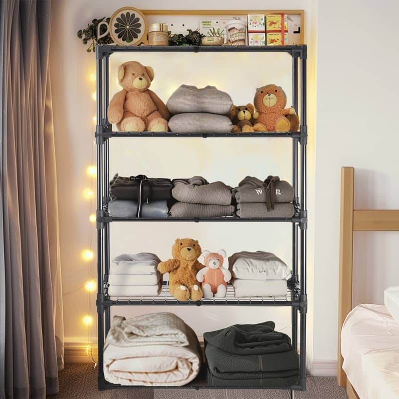 5-Shelf Wire Rack with/without Cover, 1 Pack