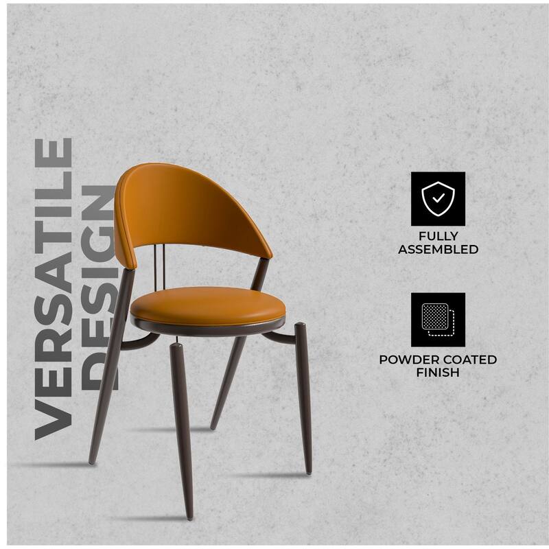 Venice Upholstered Leather Dining Chair Open Back Accent Side Chair with Iron Legs