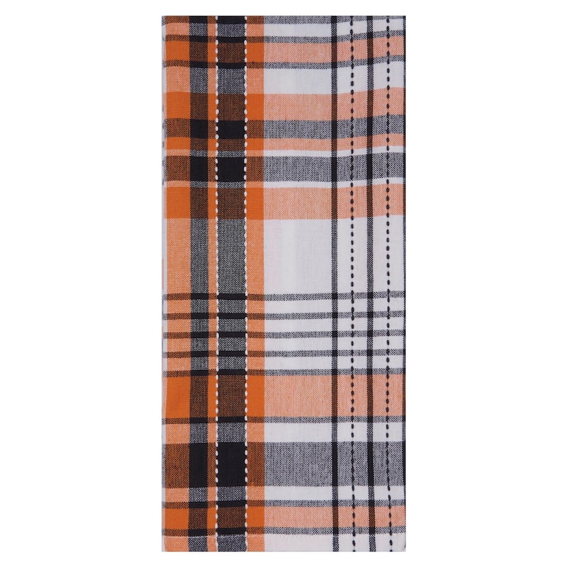 Zelda Orange and Black Plaid Halloween Kitchen Towel