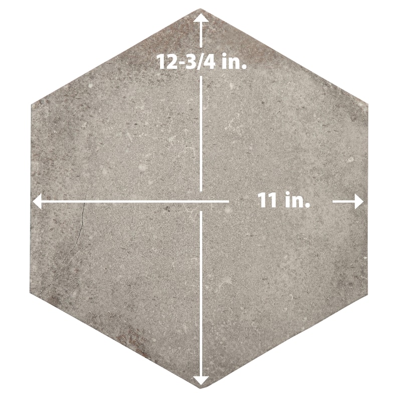 Merola Tile D'Anticatto Hex Grigio 11" x 12-3/4" Porcelain Floor and Wall Tile