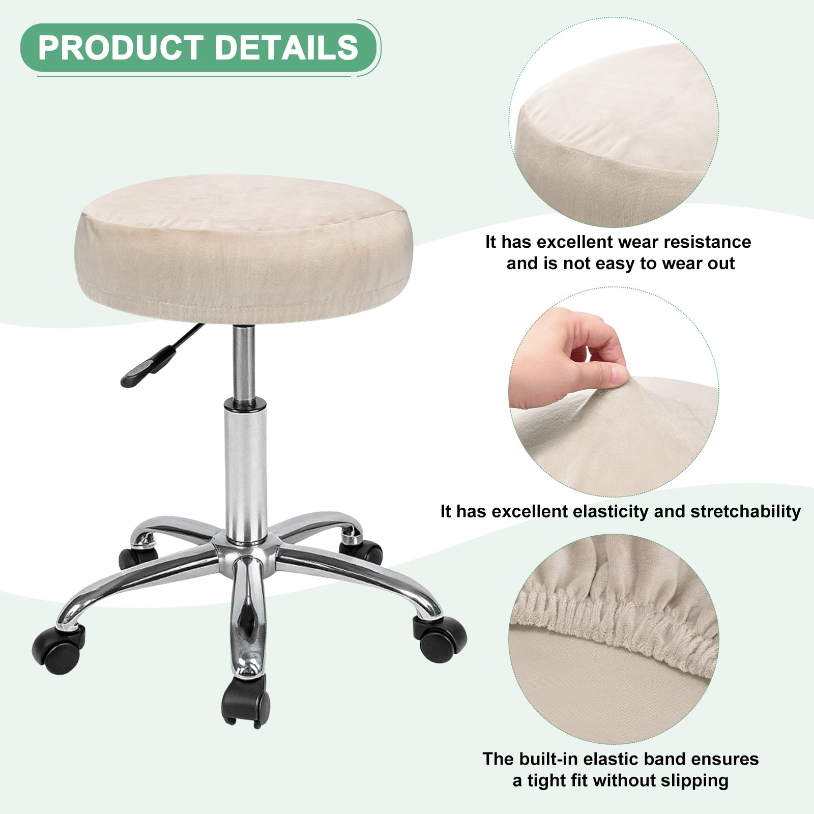 Bar Stool Covers Round, Velvet Washable Stool Cushion Slipcover