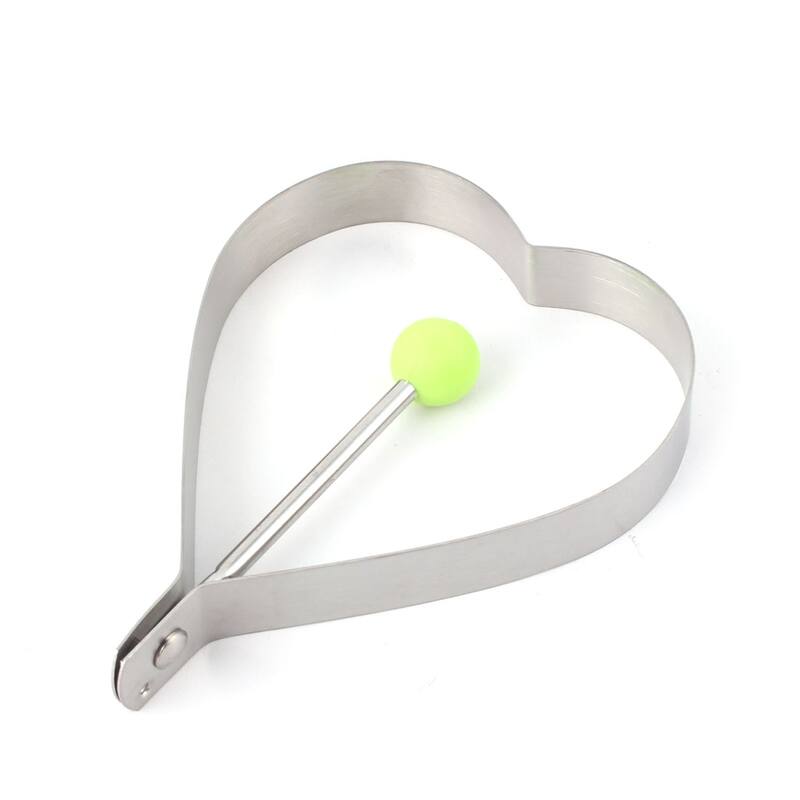 Home Stainless Steel Heart Shaped Cake Cupcake Pancake Frying Egg Mold 2pcs