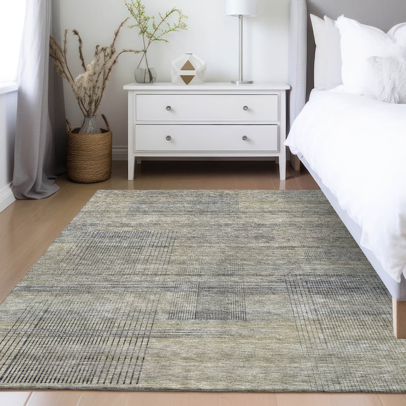 Machine Washable Indoor/ Outdoor Chantille Contemporary Imprints Rug