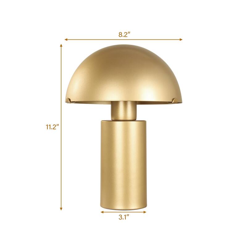 2 Pack Gold Mushroom Bedside Table Lamp Metal Desk Lamp