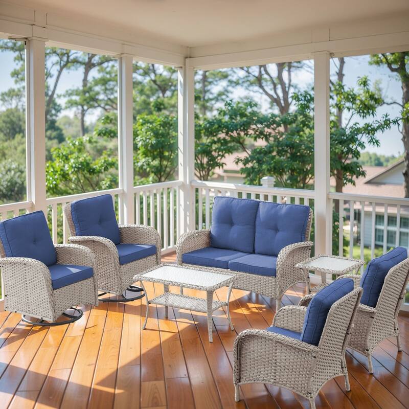 Outdoor Loveseat Sofa Patio Chairs with Swivel Chairs