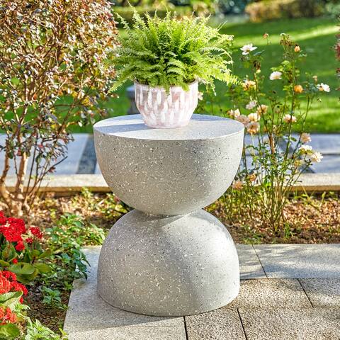 Glitzhome 18"H Modern MGO Faux Terrazzo Plant Stand /Garden Stool /Accent Table - 15.75"L X 15.75"W X 17.75"H