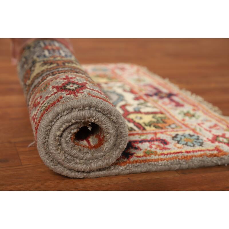 Hand Knotted Oriental 100% Wool Carpet Traditional Medallion Greys & Charcoal Heriz (serapi) Area Rug - 3' 0'' X 2' 0''