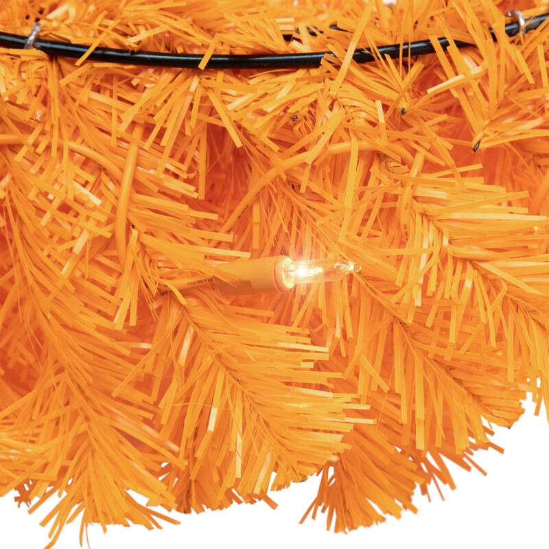 Pre-Lit Artificial Pine Christmas Wreath - 24" - Orange - Clear Lights