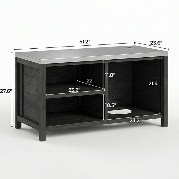 dimension image slide 2 of 13, 100% Solid Wood Outdoor Kitchen Cabinet Set, Modular Patio BBQ Island Sideboard Buffet Pantry