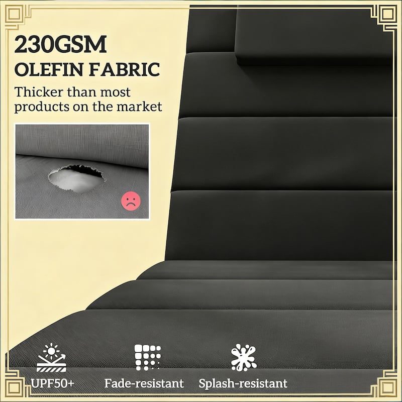 GDFStudio - Sage Outdoor Foldable Lounge Chair Cushion Set with High-resilience Foam & 6-Position Ties - 80"L