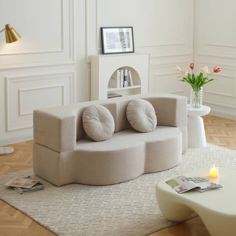 Folding Sofa Bed with Pillow, Sleeper Sofa, Floor & Futon Loveseat Couch