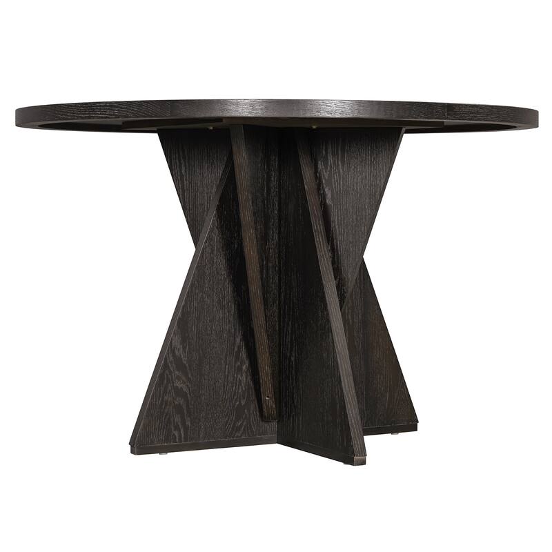5 Piece Wood Round Dining Table Set with 4 Upholstered Chairs