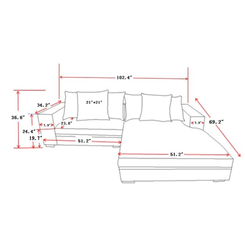 Us Pride Furniture Payan 102.4" Wide Corduroy L-Shape Sectional Sofa