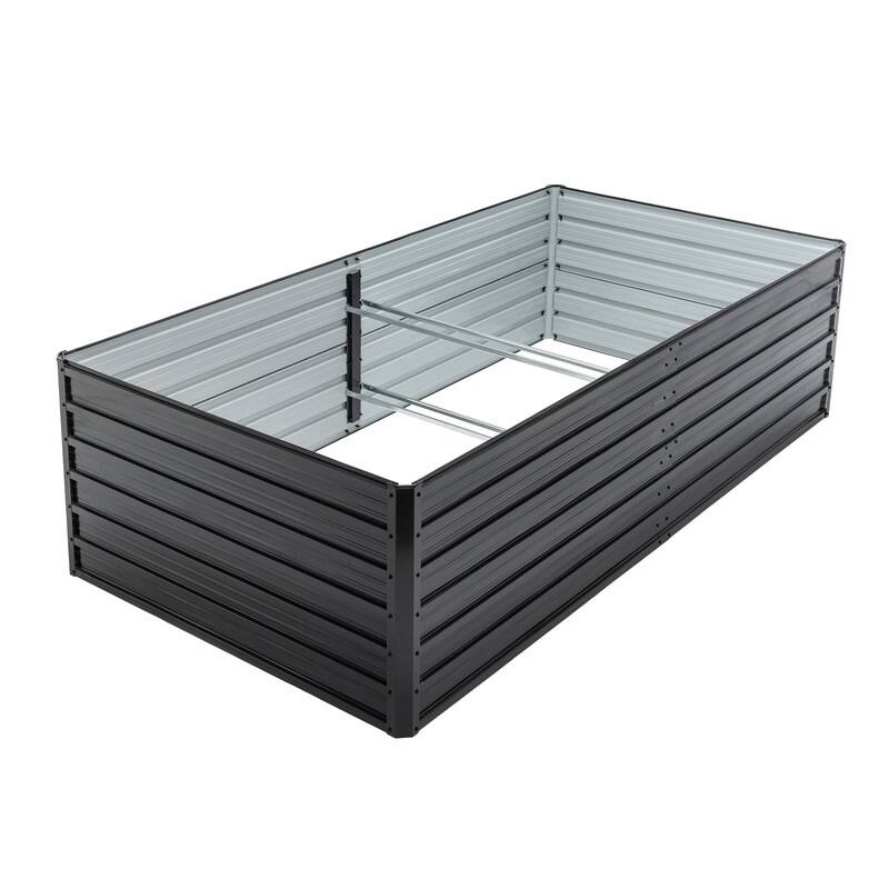 8X4X2ft Galvanized Raised Garden Bed Kit, Rectangular Large Metal Deep Root Planters for Outdoor Plants