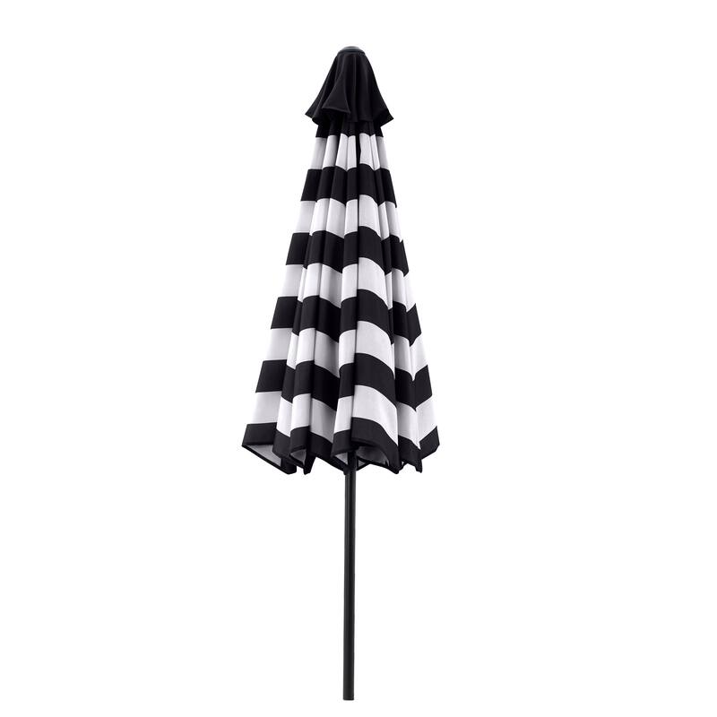 Pure Garden 9ft Striped Patio Umbrella with Push Button Tilt