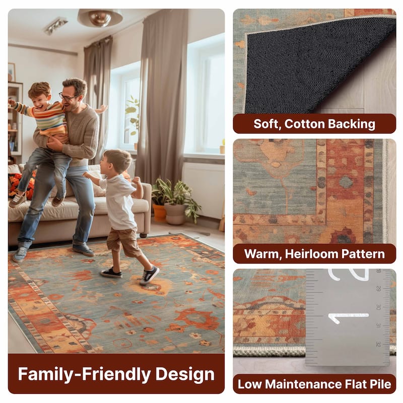 Well Woven Ushak Fethiye Vintage Medallion Pastel Flat-Weave Area Rug