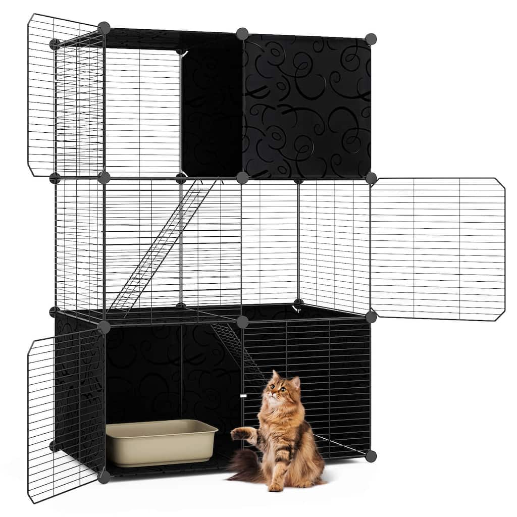 Costway 3-Tier Indoor Metal Wire Kitten Enclosure with 2 Ramps, Pet - See Details