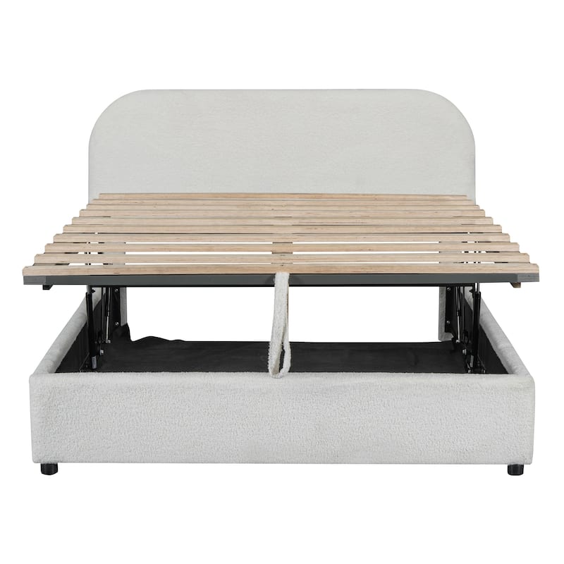 Elegant Upholstered Platform Bed with Curved Headboard